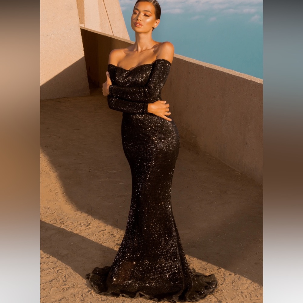 Sequin Black Gown